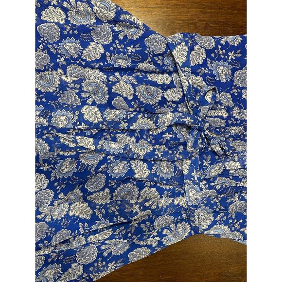 Cottage Core MSK Dress Women's 18 Floral Ruffled Faux Wrap Tie Waist Sheer Lined - Picture 11 of 12